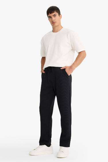 Regular Fit Tie Waist Straight Leg Waffle Sweatpants