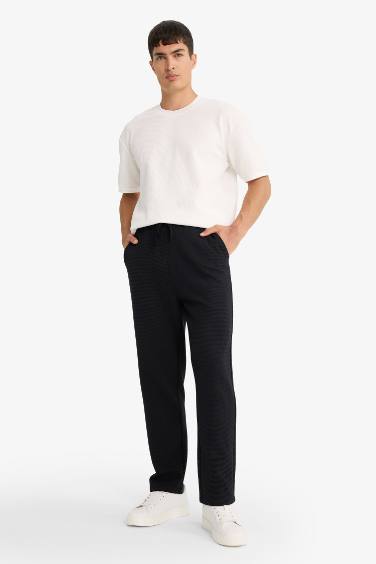 Regular Fit Tie Waist Straight Leg Waffle Sweatpants