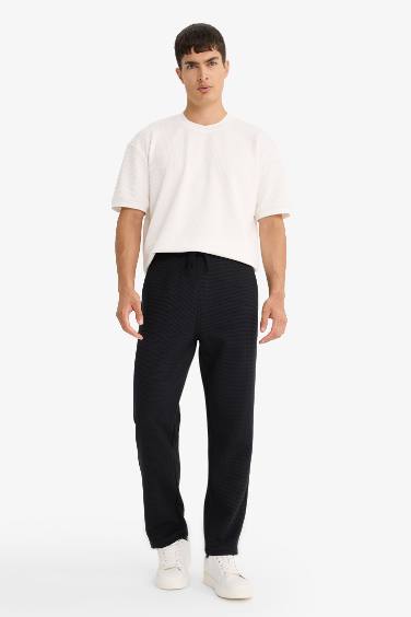 Regular Fit Tie Waist Straight Leg Waffle Sweatpants