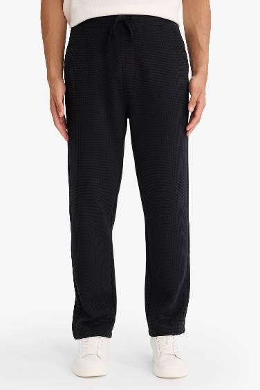 Regular Fit Tie Waist Straight Leg Waffle Sweatpants