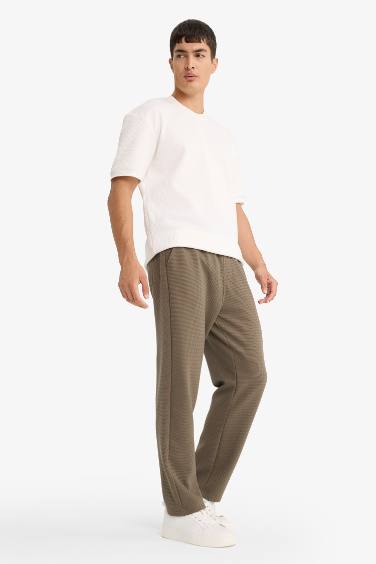 Regular Fit Tie Waist Straight Leg Waffle Sweatpants
