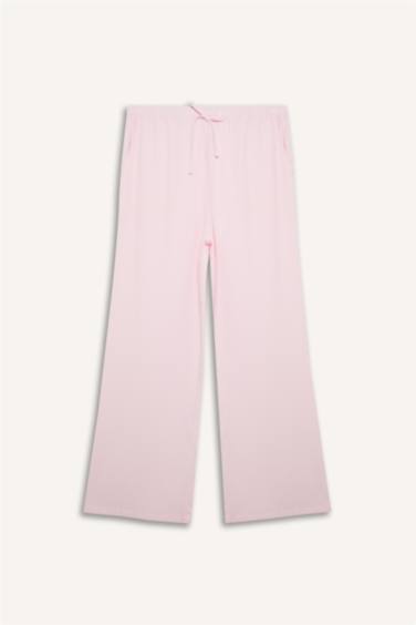 Wide Leg Üç Cepli Normal Bel Standart Boy Geniş Paça Keten Karışımlı Palazzo Pantolon