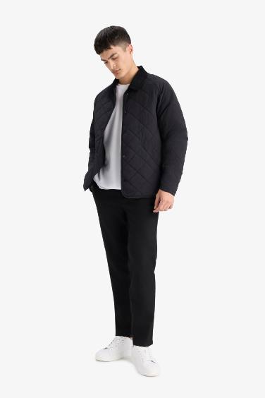 Regular Fit Gömlek Yaka Çıtçıtlı Kapitoneli İç Cepli Mont