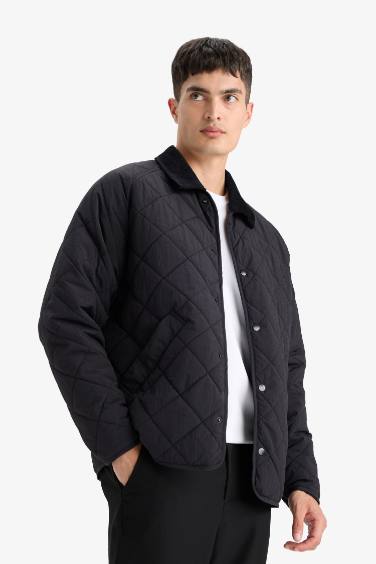 Regular Fit Gömlek Yaka Çıtçıtlı Kapitoneli İç Cepli Mont