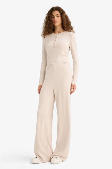 Beli Lastikli Wide Leg Geniş Paça Eşofman Altı