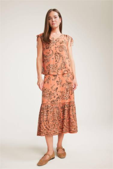 Chemise imprimée à col en V et manches courtes Coupe régulière