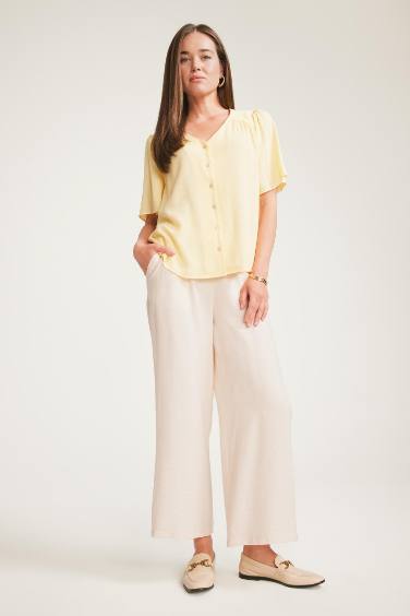 Straight Fit Wide Leg Trousers