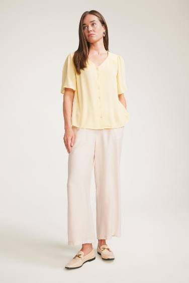 Straight Fit Wide Leg Trousers