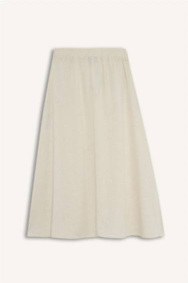 Regular Fit Linen Blend Cargo Midi Skirt