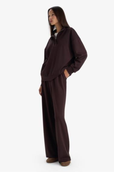 بنطرون منسوج وايد ليج برجل واسع