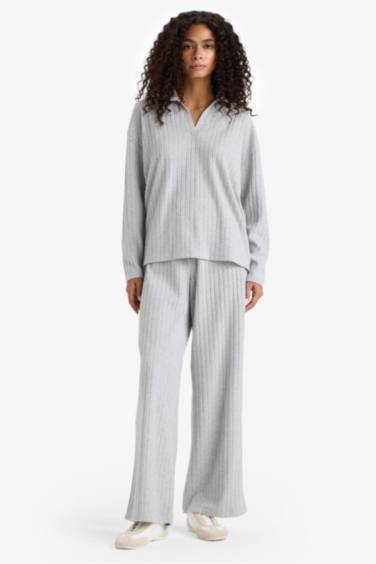 Relax Fit Polo Neck Ribbed Camisole T-Shirt