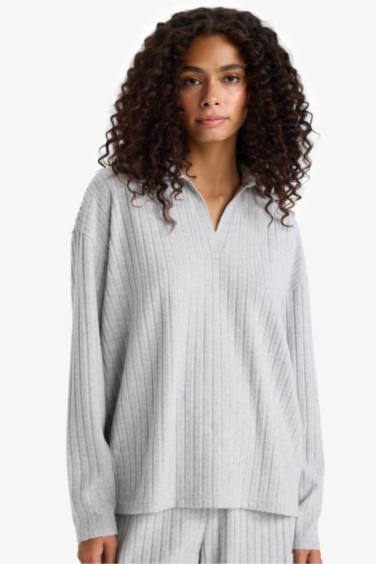 Relax Fit Polo Neck Ribbed Camisole T-Shirt