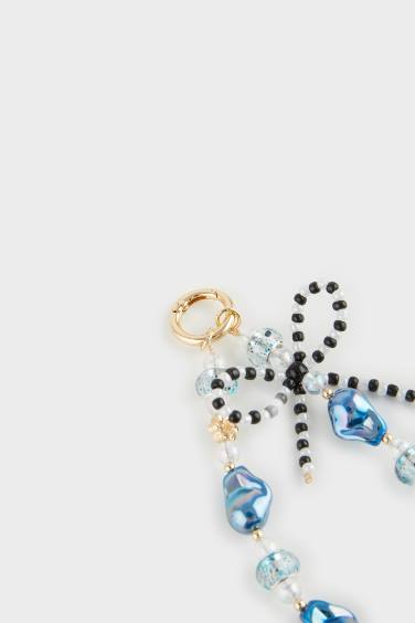 Woman Blue Stone Charm Keychain