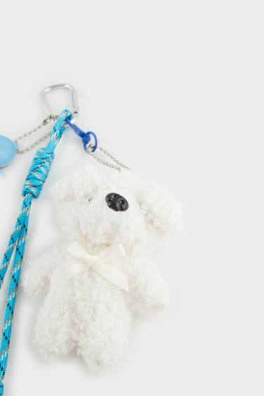 Kadın Ayıcıklı Mavi Kalpli Charm Anahtarlık