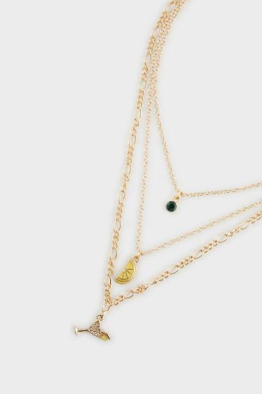 قلادة ذهبي نسائي - 3 قطع