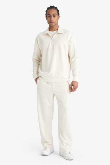 NBA Brooklyn Nets Relax Fit Polo Yaka Yarım Fermuarlı Modal Sweatshirt