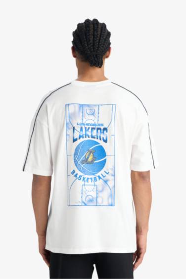 NBA Los Angeles Lakers Oversize Geniş Kalıp Bisiklet Yaka Kısa Kollu Tişört