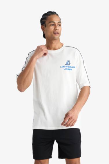 NBA Los Angeles Lakers Oversize Geniş Kalıp Bisiklet Yaka Kısa Kollu Tişört