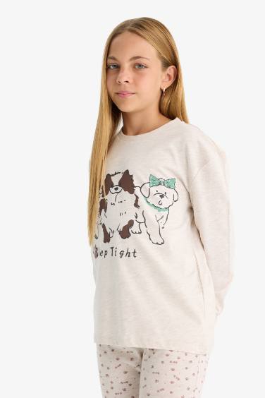 بيجاما بنات مطبوعة قصة عادية من قطعتين