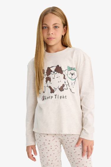 بيجاما بنات مطبوعة قصة عادية من قطعتين