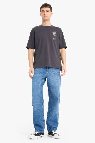 Cotton Boxy Fit Crew Neck Short Sleeve T-Shirt