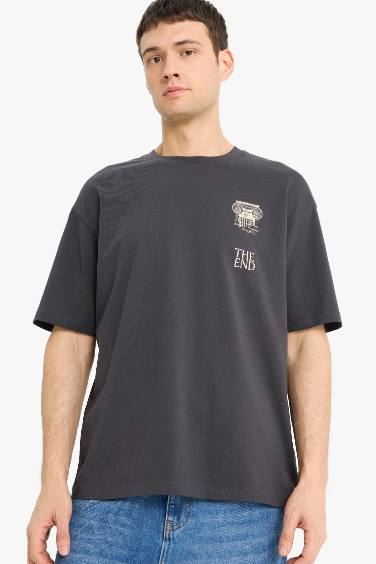 Cotton Boxy Fit Crew Neck Short Sleeve T-Shirt