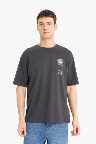 Cotton Boxy Fit Crew Neck Short Sleeve T-Shirt