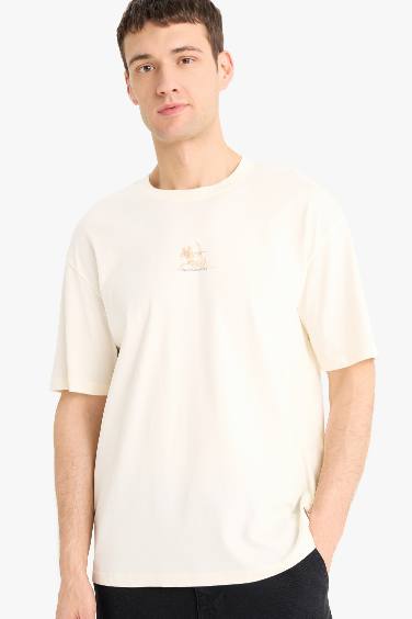 Cotton Boxy Fit Crew Neck Short Sleeve T-Shirt