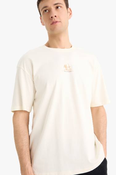 Cotton Boxy Fit Crew Neck Short Sleeve T-Shirt