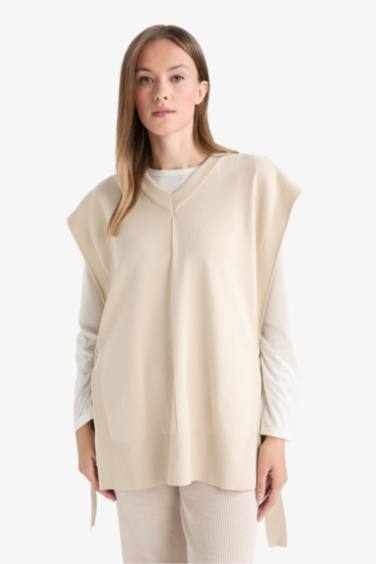 V-Neck Side Tie Knit Vest