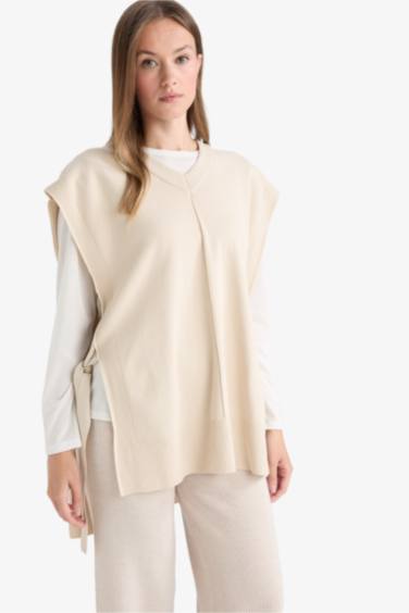 V-Neck Side Tie Knit Vest