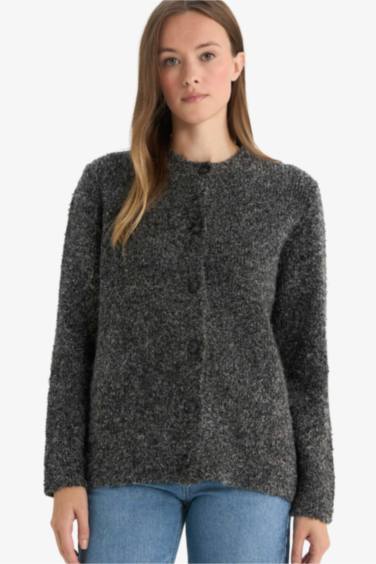 Regular Fit Bisiklet Yaka Triko Düğmeli Hırka