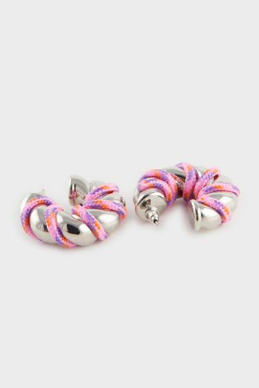 Afra x DeFacto Pink Rope Detailed Gold Earrings