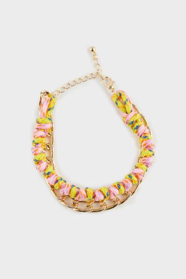 Woman Colorful Rope Gold Bracelet