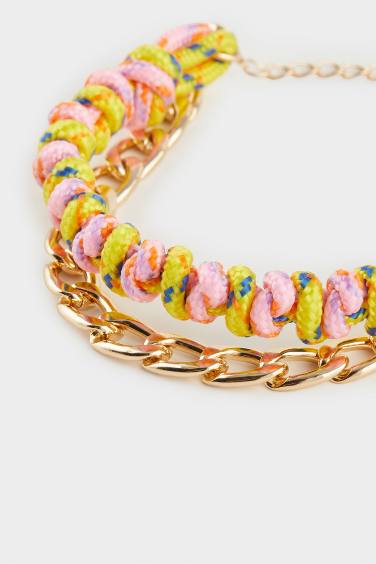 Woman Colorful Rope Gold Bracelet