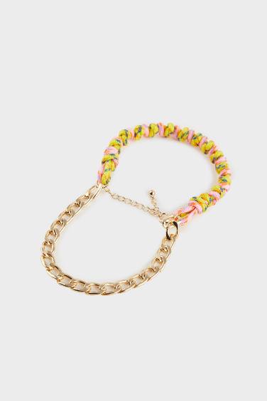 Woman Colorful Rope Gold Bracelet