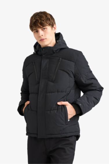 Su İtici Slim Fit Dar Kesim Kapüşonlu İçi Polarlı Fermuarlı Mont