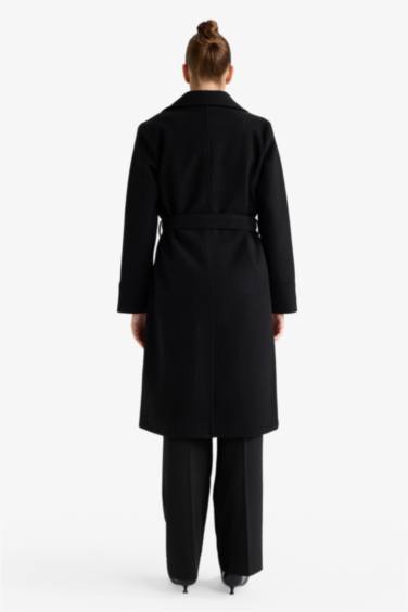 Regular Fit Kuşaklı Kaşe Kaban