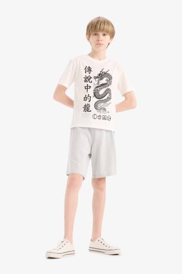 Boy Printed T-Shirt Elastic Waist Shorts 2 Piece Set