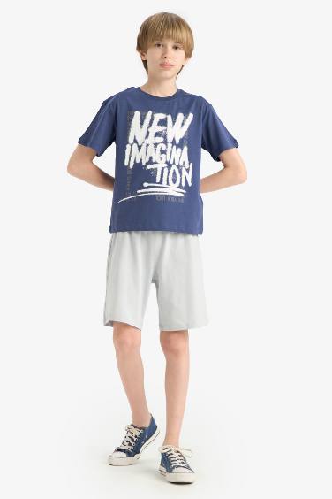Boy Printed T-Shirt Elastic Waist Shorts 2 Piece Set