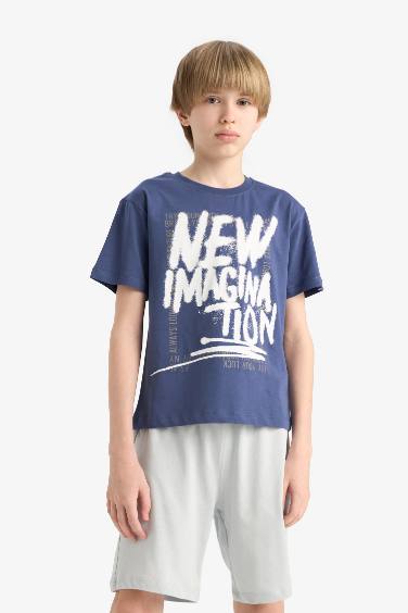 Boy Printed T-Shirt Elastic Waist Shorts 2 Piece Set
