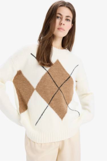 Oversize Fit Basic Crew Neck Knitwear Pullover