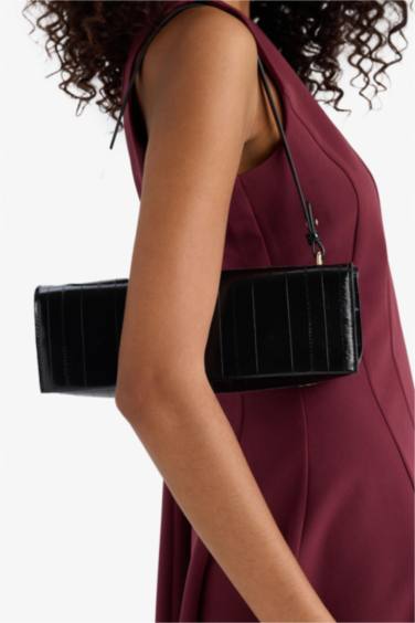 Woman Faux Leather Baguette Bag