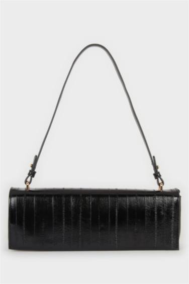 Woman Faux Leather Baguette Bag