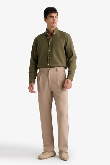 Regular Fit Long Sleeve Gabardine Shirt