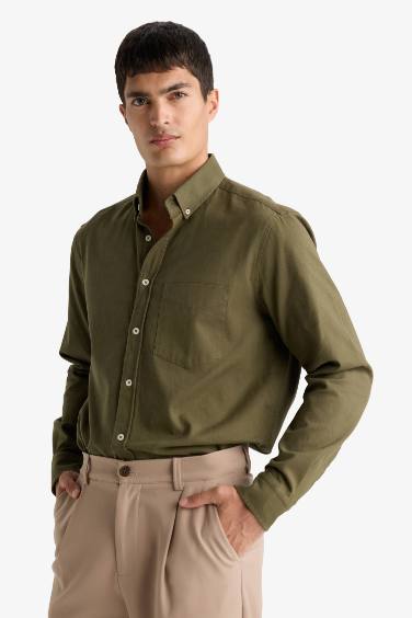 Regular Fit Long Sleeve Gabardine Shirt