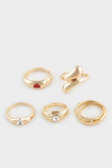 خاتم نسائي ذهبي - 5 قطع