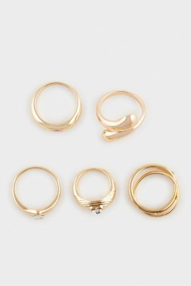 خاتم نسائي ذهبي - 5 قطع