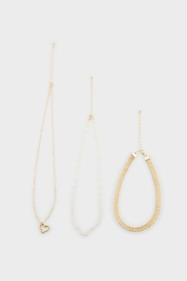 Woman 3 Piece Gold Necklace