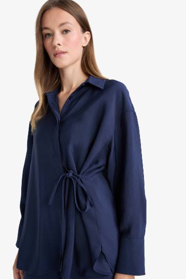 تونيكة كم طويل نسيج مشروط قصة مريحة